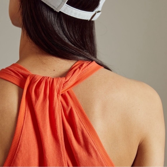 ANTHROPOLOGIE Twist Halter Tank Orange  Womans Pima cotton Size XSmall - Picture 3 of 10